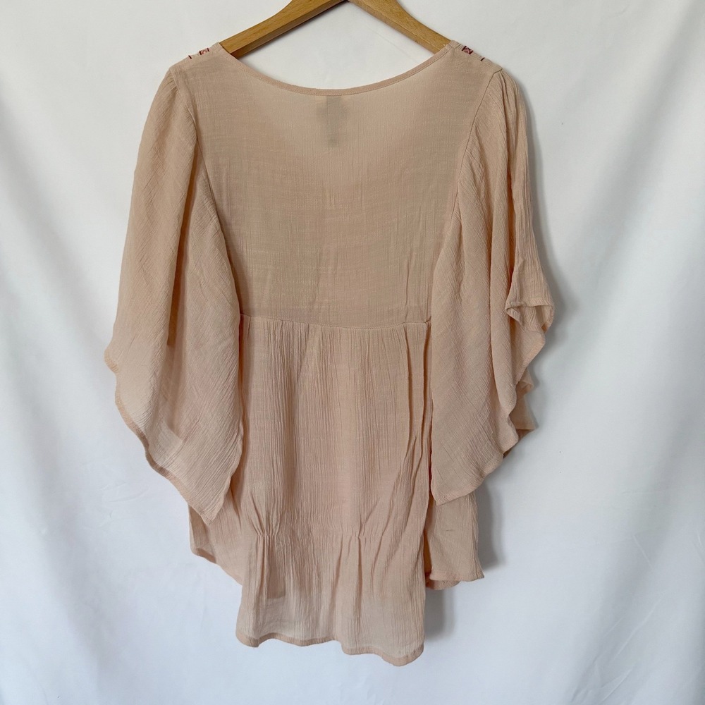 Knox Rose Embroidered XS Pink Blouse Peasant Boho Tassel Ethereal - Picture 3 of 9